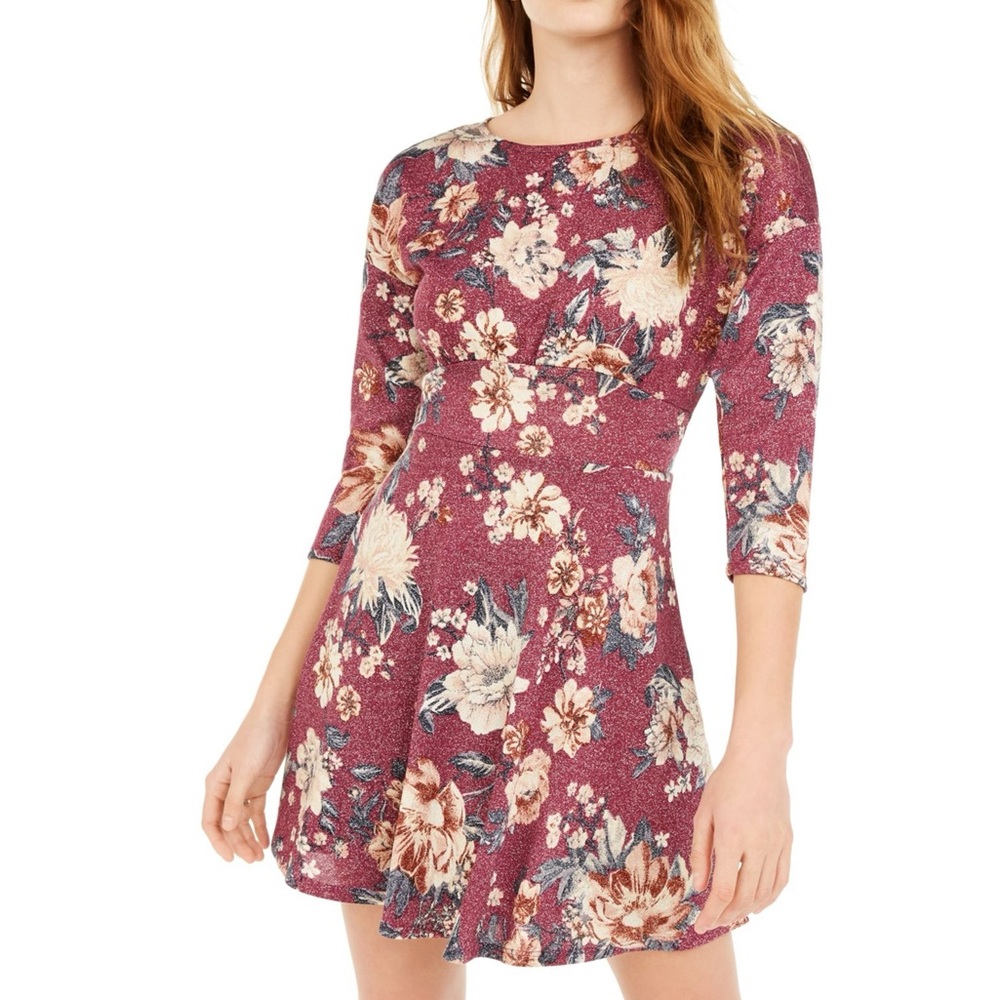 BeBop | NWT Women’s Sparkle Floral Print Fit & Flare Dress
